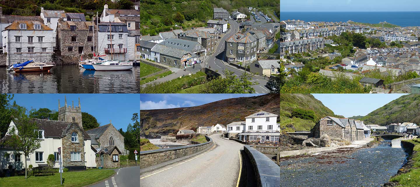 Collage image of Cornish places and properties